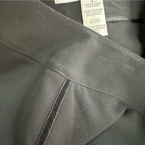 Max Studio Black Flat Front Tuxedo Pants, Velvet Side Stripe, size 8 - Picture 9 of 12